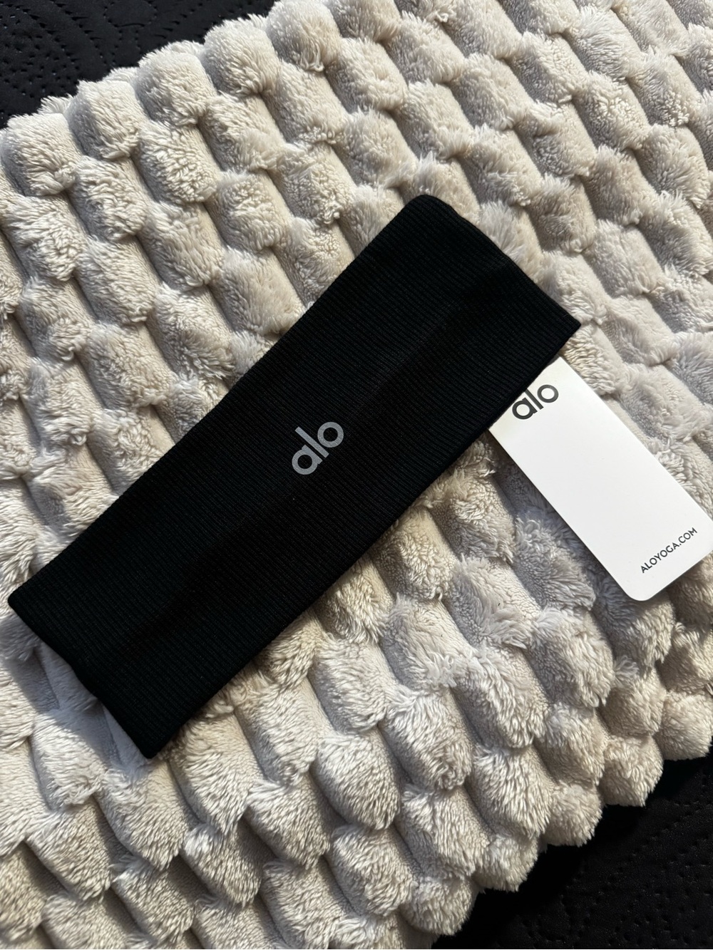 ALO Yoga Black Stretch Logo Headband